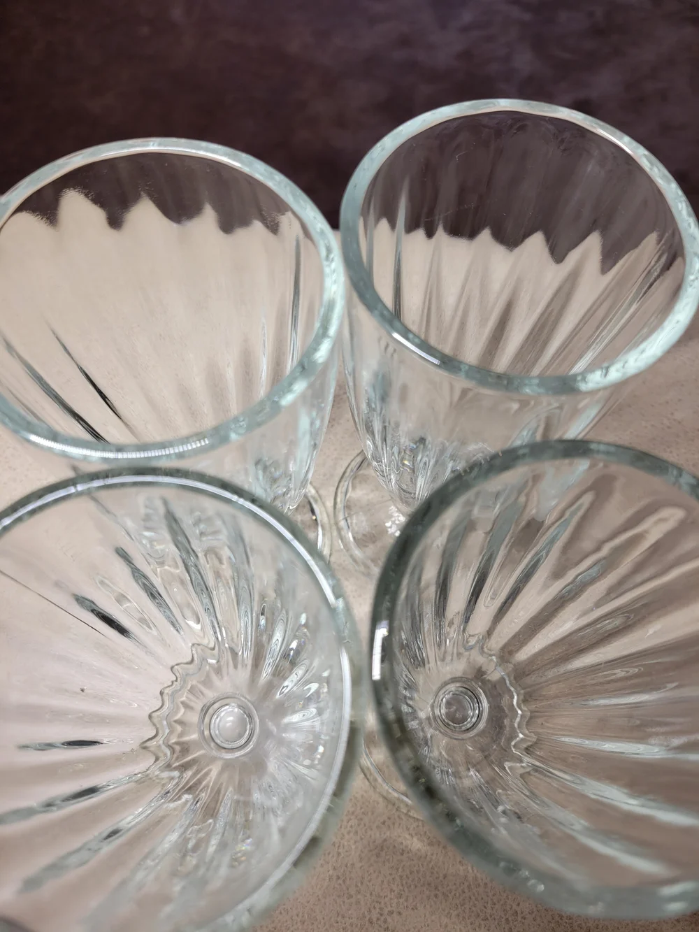 Set of 4 Vintage Clear Glass Milkshake / Soda Fountain Glasses - 12oz